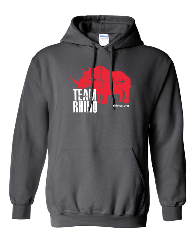 Team Rhino Hoodie – Red on Gray