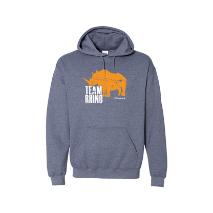 Team Rhino Hoodie – Orange on Heather Navy