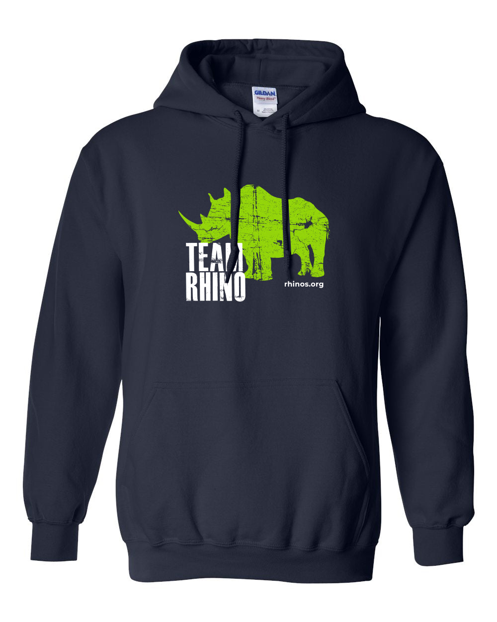 Team Rhino Hoodie – Green on Navy