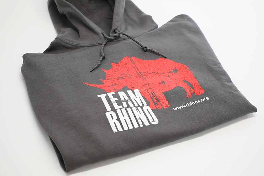 Team Rhino Hoodie – Red on Gray