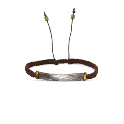 Hammered Snare Cord Bracelet - Letter Stamped IRF - Men (Bronze)