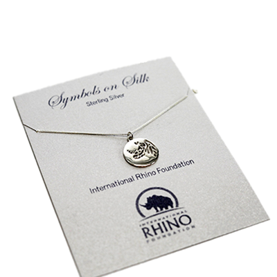 Symbols on Silk Rhino Disc Necklace