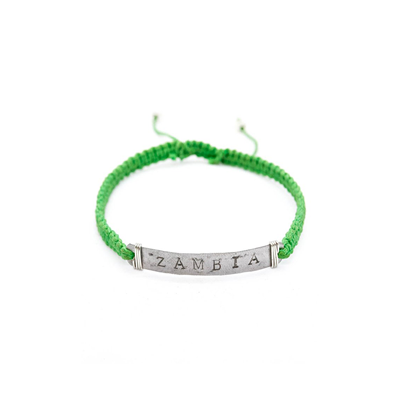 Hammered Snare Cord Bracelet - Letter Stamped IRF - Women (Green)