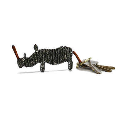 Handmade Beaded Rhino Keychain - Flat