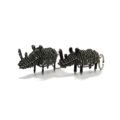 Handmade Beaded Rhino Keychain - 3D