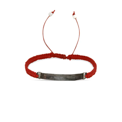Hammered Snare Cord Bracelet - Letter Stamped IRF - Women (Red)